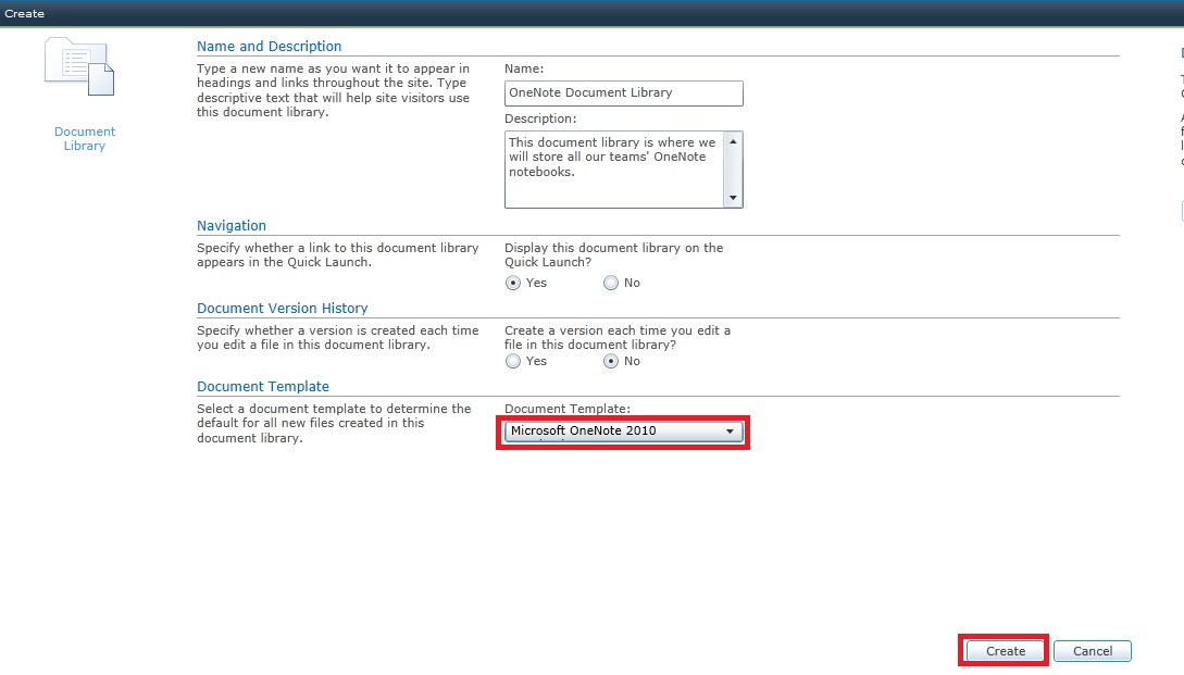In the "create" dialog box, the "Document Template" dropdown is circled